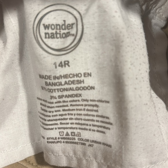 Wonder Nation Khaki 14 Regular pants boys straight legged pants - Picture 3 of 4